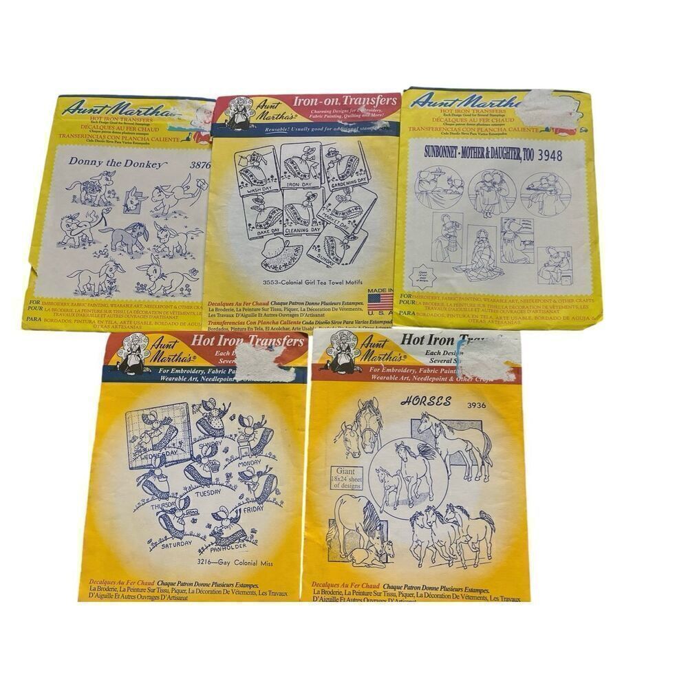 Aunt Martha’s iron on transfers set of 5